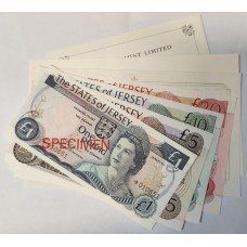 JERSEY 1979 . ONE 1 - TWENTY 20 POUNDS BANKNOTES . SPECIMEN
